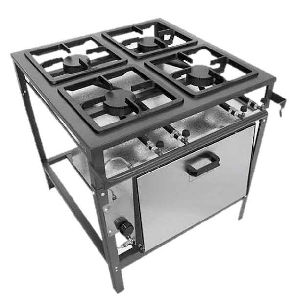 Fogão Alta Pressão 04 bocas 30x30cm com Forno Linha Econômica Brey