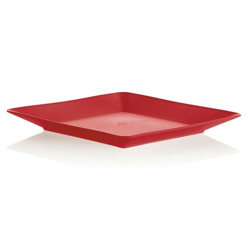 Prato para Lanche Vermelho 17x17 OU Plast