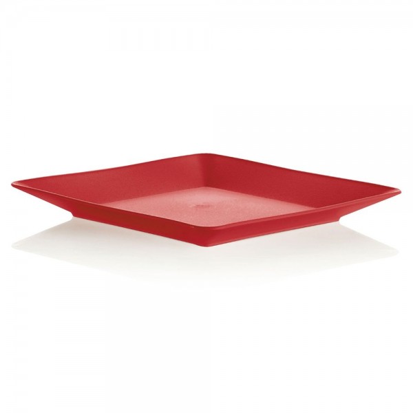 Prato para Lanche Vermelho 17x17 OU Plast