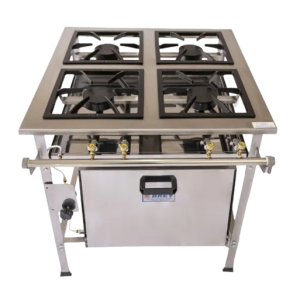 Fogão Industrial 4 Bocas Alta Pressão Com Forno Inox Metalbrey 