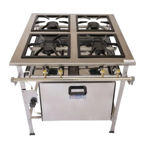 Fogão Industrial 4 Bocas Alta Pressão Com Forno Inox Metalbrey 