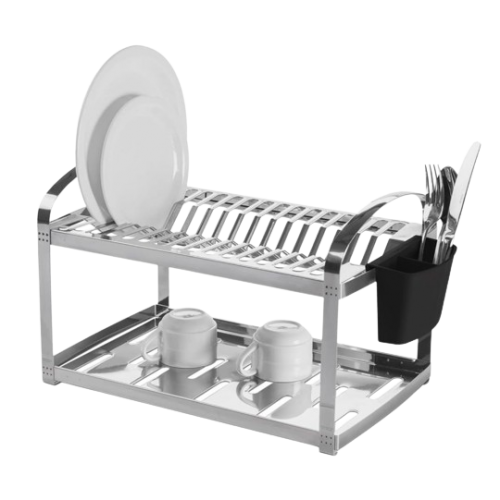 Escorredor Inox 16 pratos com porta talher MAK INOX