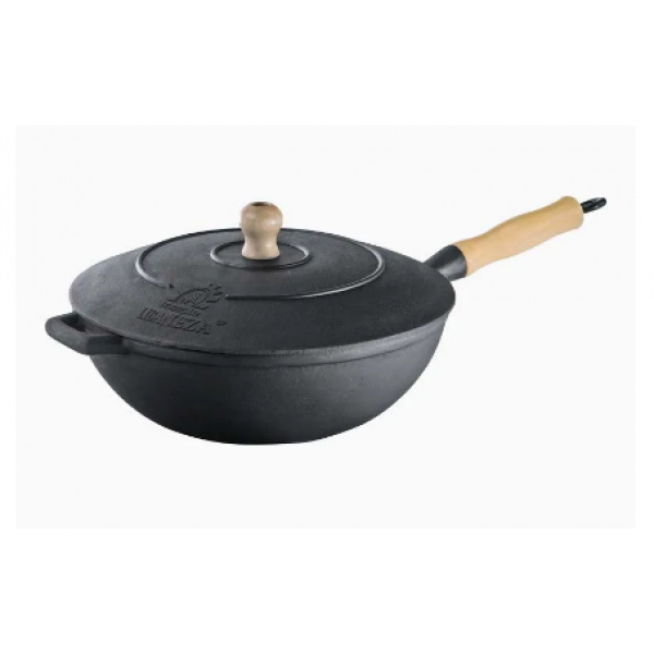 Panela de Ferro Frigideira Wok com tampa  28cm Libaneza